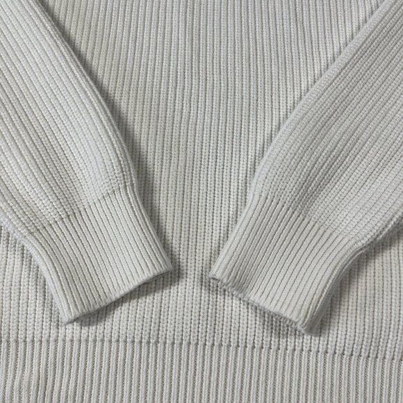 Zara Sweater Mens Medium White Ribbed Quarter Zip Pullover Cotton Knit Bulgaria - Picture 3 of 12